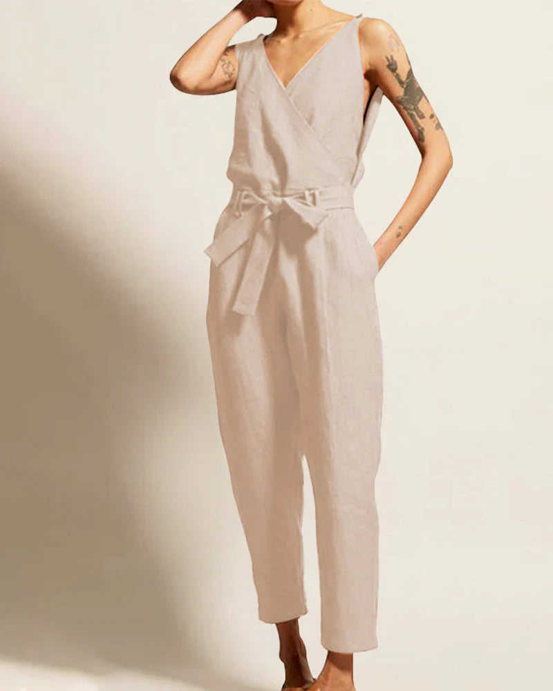 Lina | Jumpsuit Chic sin Mangas con Escote en V