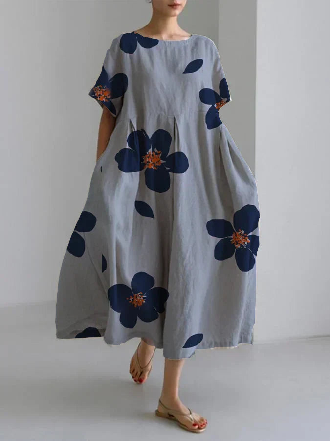Lucía | Vestido largo floral de corte relajado y detalles elegantes para días chic