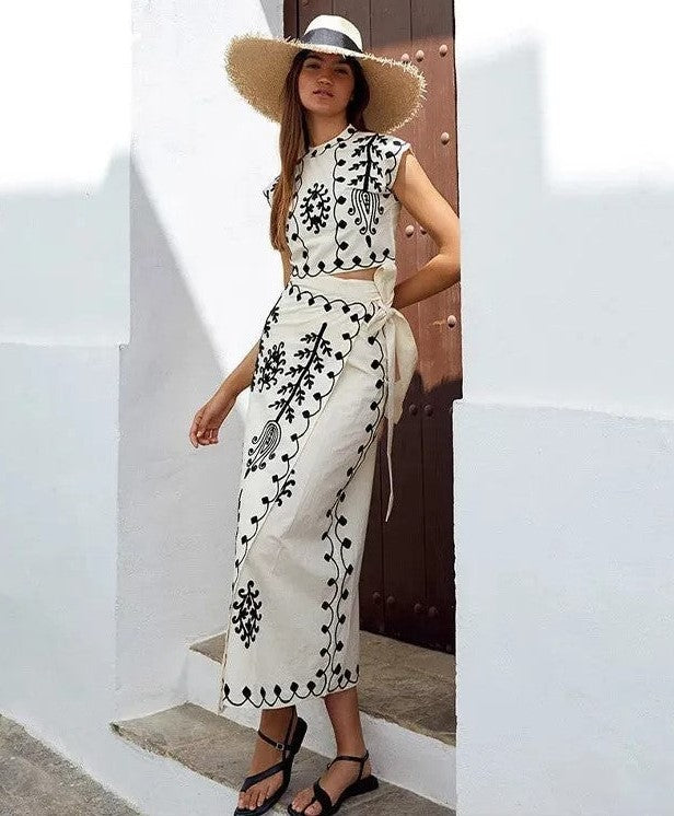 Camilla – Conjunto top + falda estampado