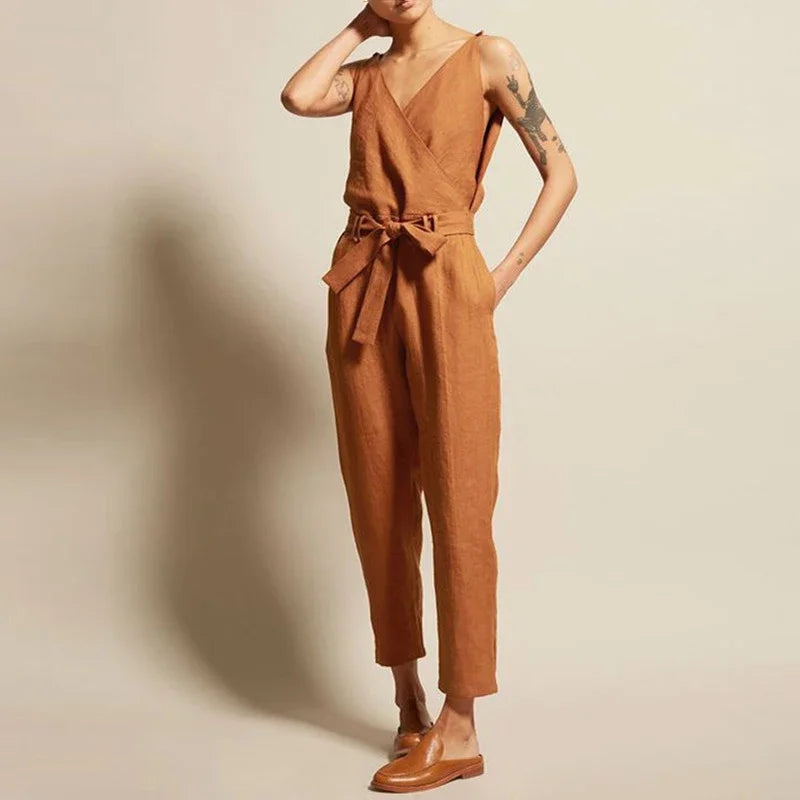 Lina | Jumpsuit Chic sin Mangas con Escote en V