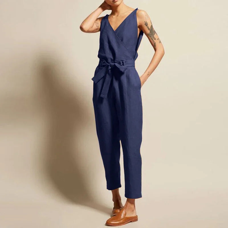 Lina | Jumpsuit Chic sin Mangas con Escote en V