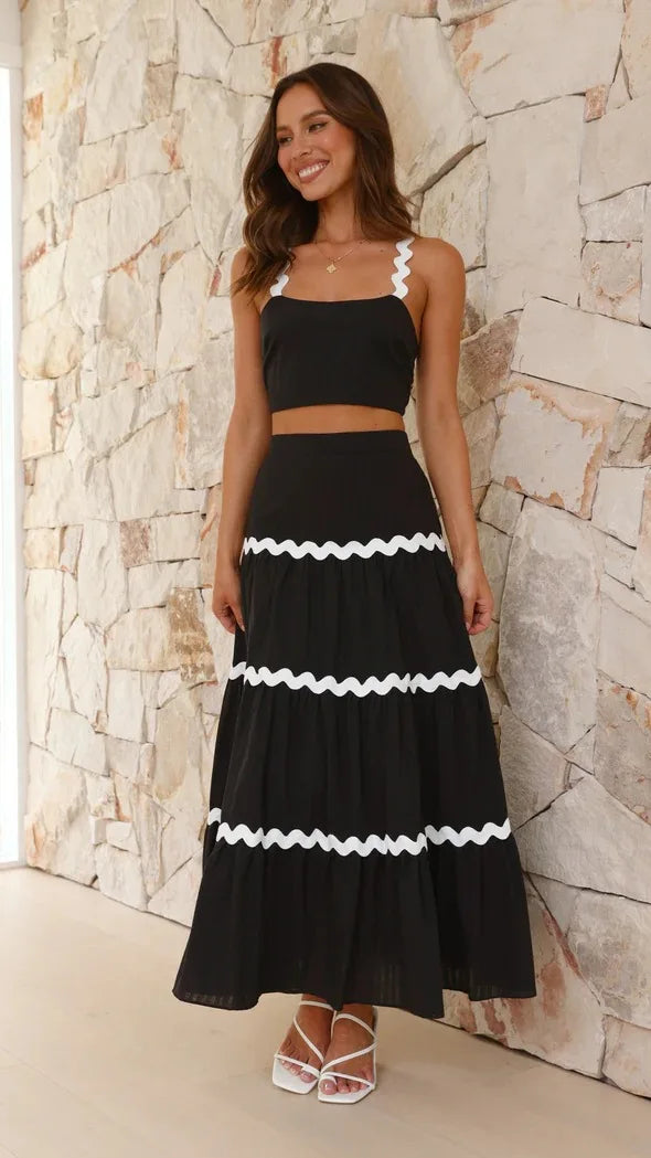 Claudia – Conjunto top + falda larga