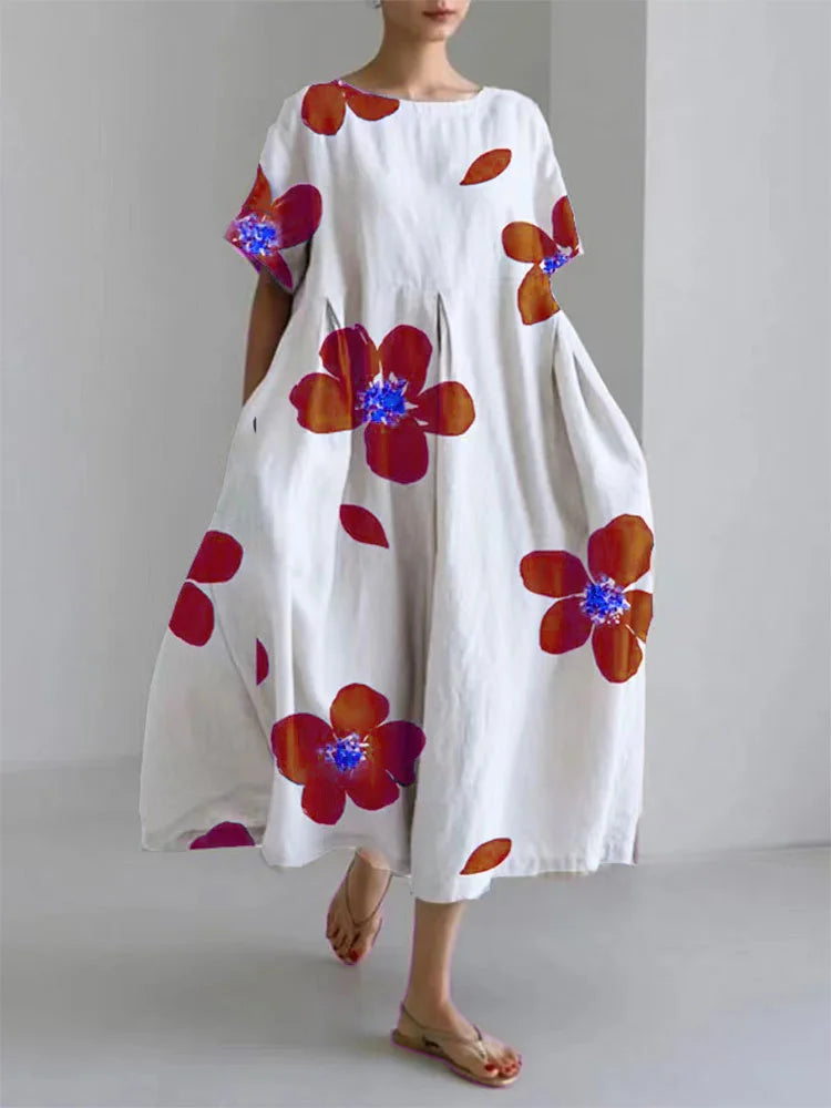 Larisa | Vestido largo de verano con flores vibrantes