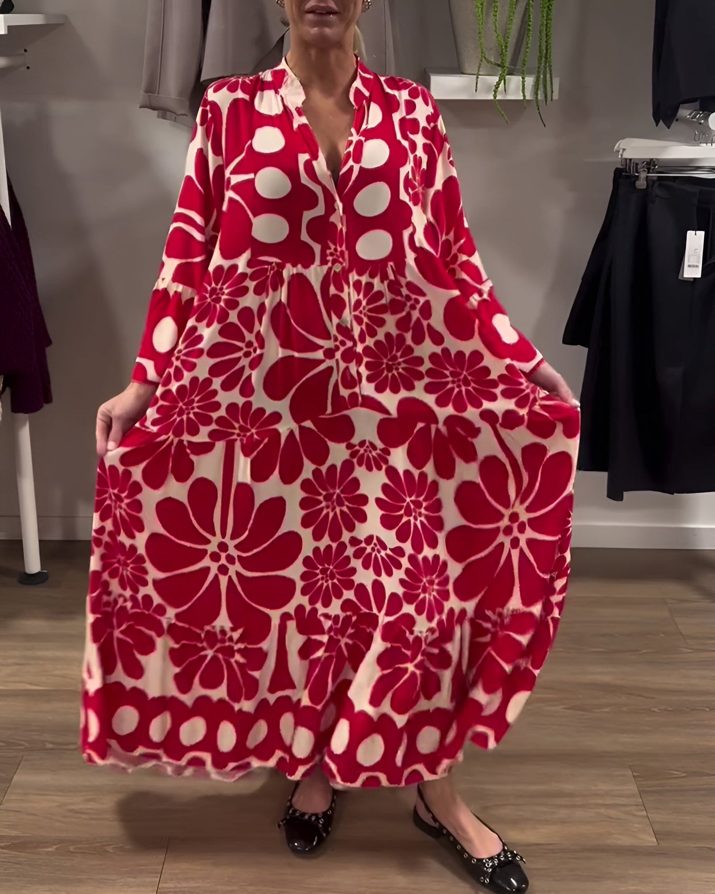 Nuria | Vestido maxi estampado y elegante
