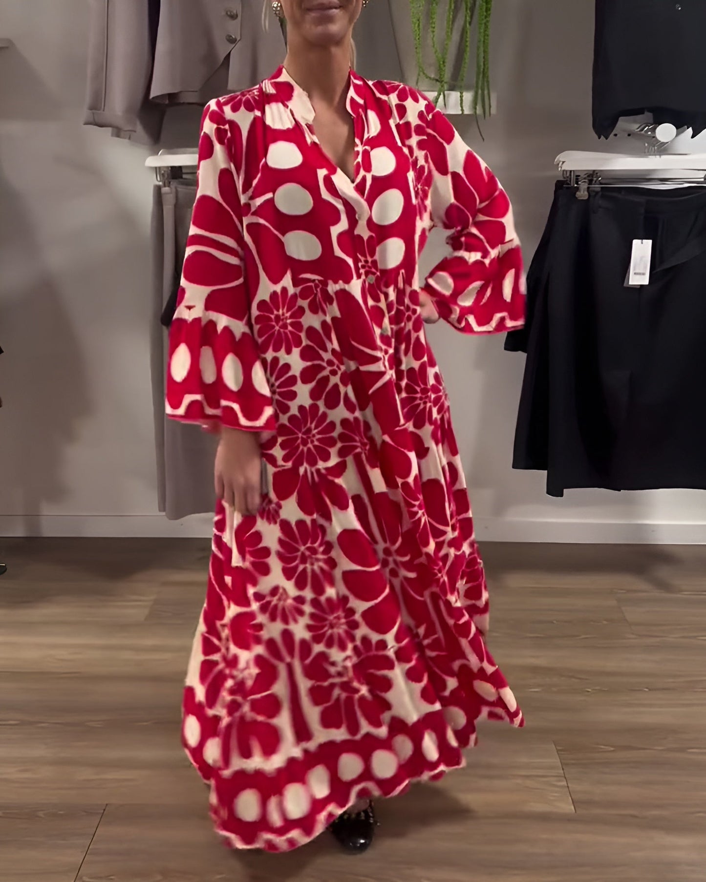 Nuria | Vestido maxi estampado y elegante