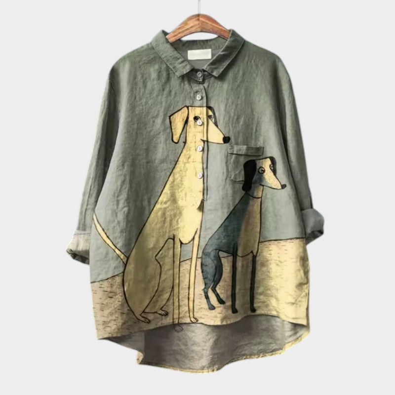 Palmira | Camisa oversize con estampado artístico