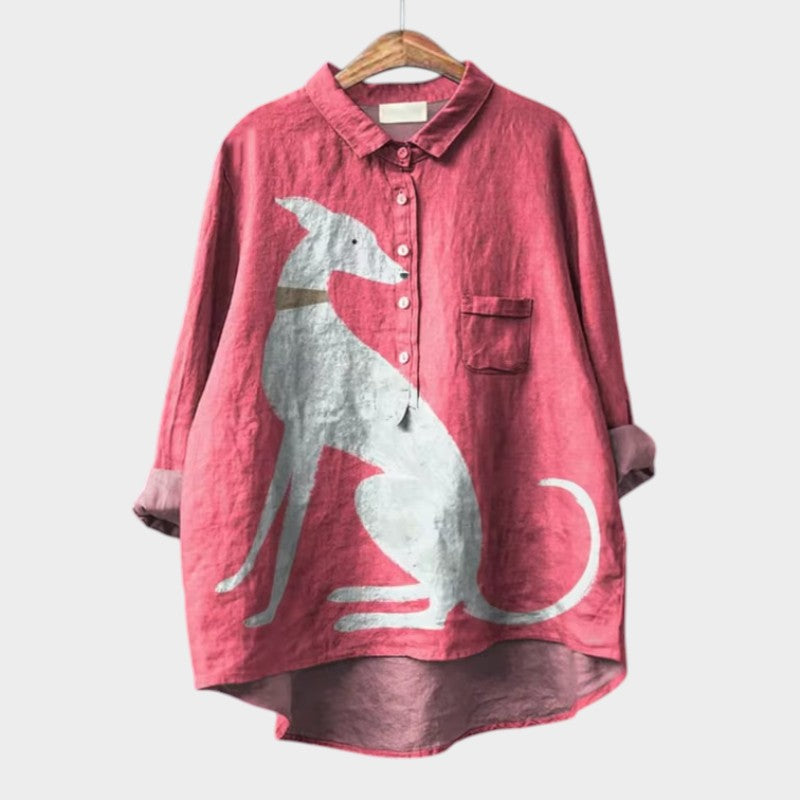 Palmira | Camisa oversize con estampado artístico