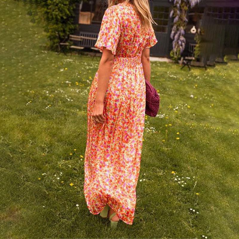 Larisa – Vestido escote en V estampado