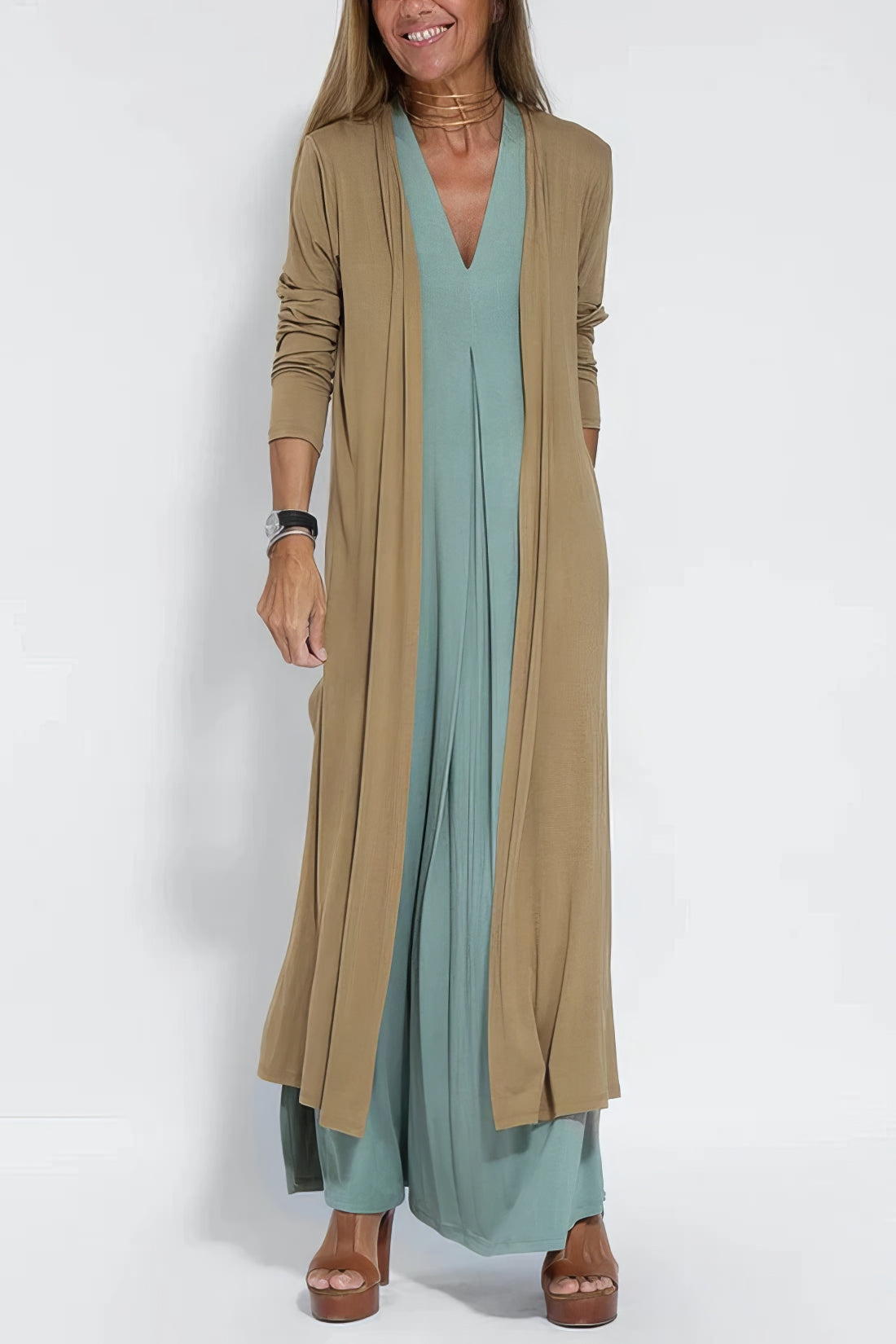 ELISE | Vestido Largo Elegante con Cárdigan a Juego Gratis