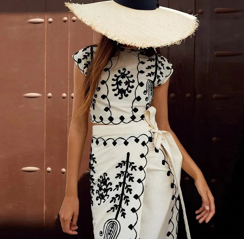 Camilla – Conjunto top + falda estampado