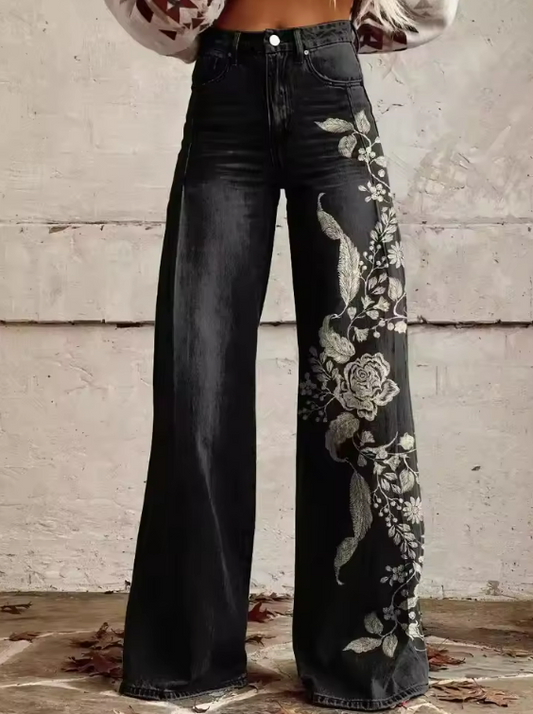 Vintage Noir | Pantalones Florales