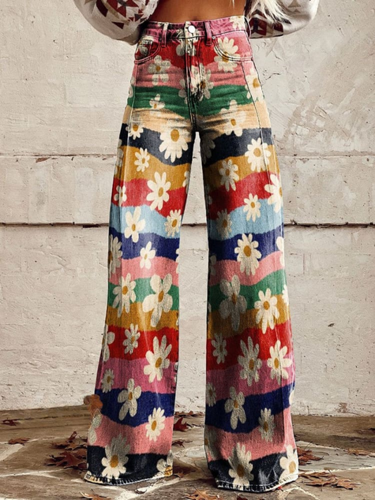 Pantalón Flare “Daisy Groove” – Flores, Ritmo y Rebeldía