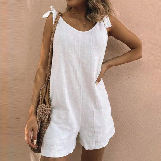 Gisell — Playsuit con Lazo en el Hombro y Bolsillos