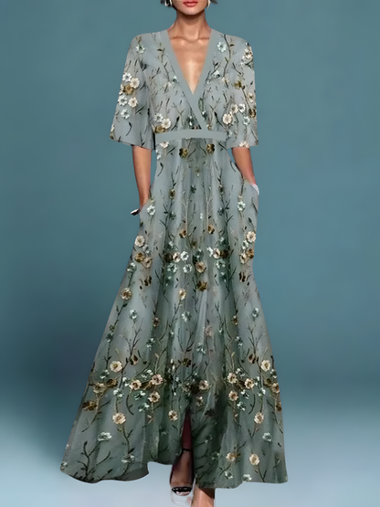 Icíar |  Vestido cruzado elegante con flores
