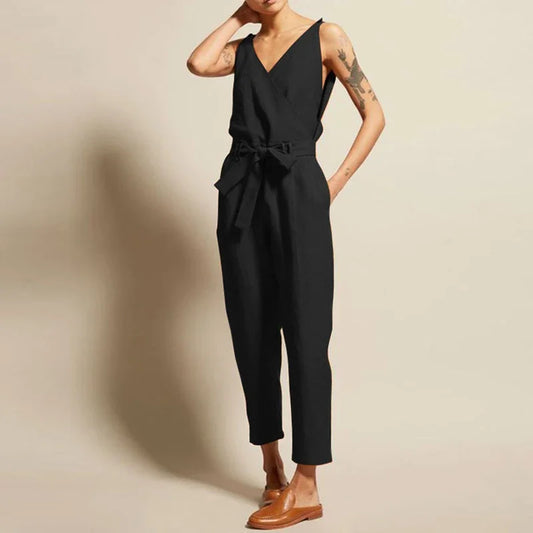Lina | Jumpsuit Chic sin Mangas con Escote en V