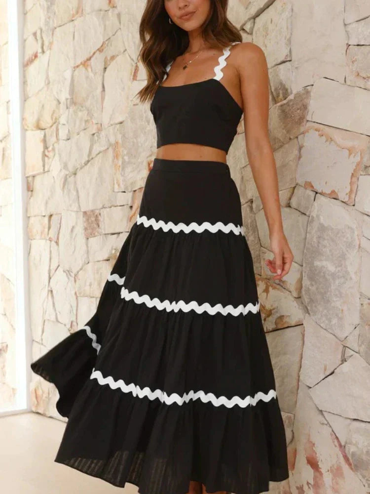 Claudia – Conjunto top + falda larga