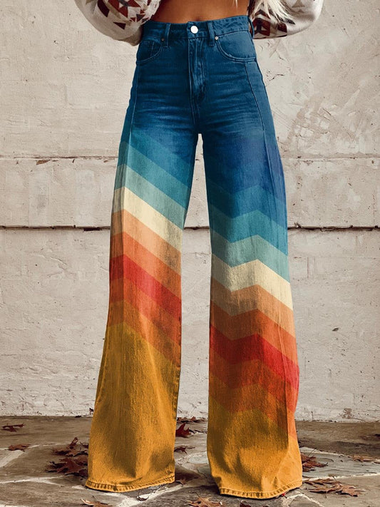 Ariana | Pantalones Retro con Estampado en Zigzag, Elegantes y Modernos